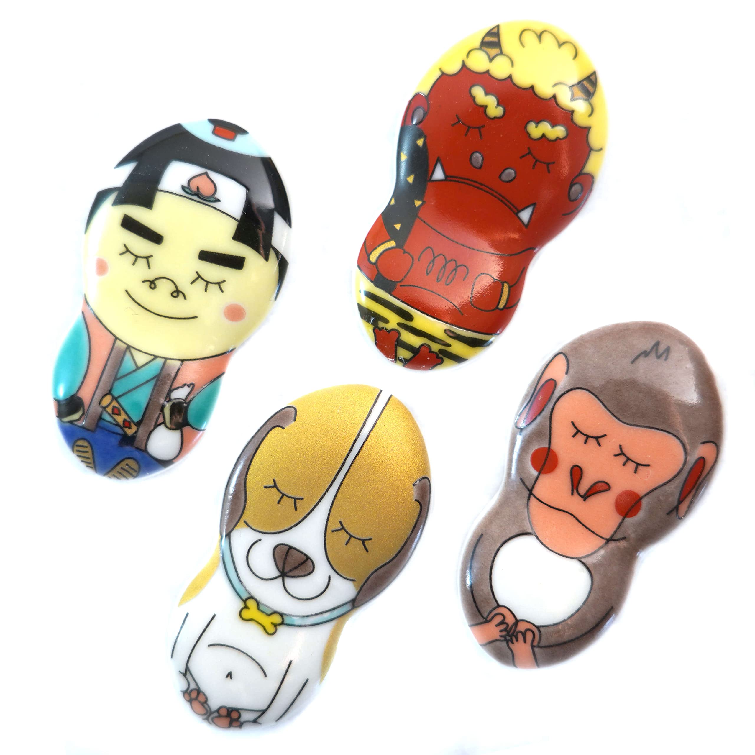Tubbies Chopstick Rests Kutani Ware Cute Japanese Folktale Set of 4 Momotaro Monkey Dog Oni
Tubbies Chopstick Rests Kutani Ware Cute Japanese Folktale Set of 4 Momotaro Monkey Dog Oni