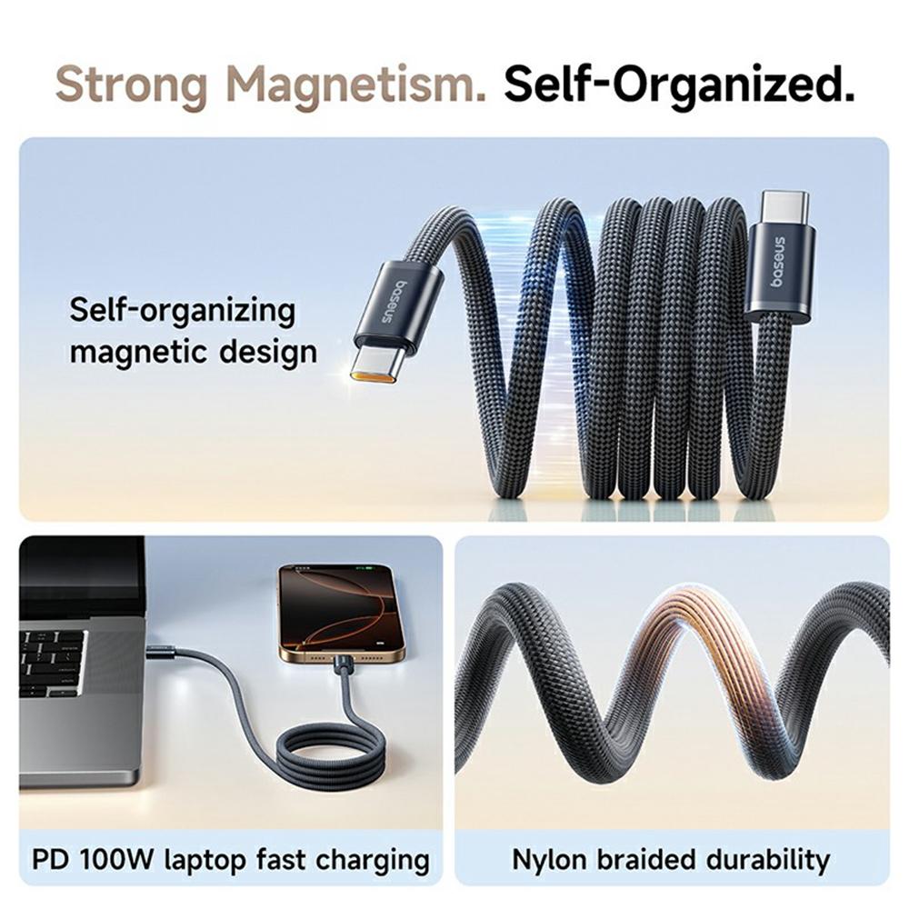 BASEUS Dynamic 4 Pro Type-C to Type-C Cable 1m 100W Magnetic Fast Charging Nylon Braided Data Cable Black
BASEUS Dynamic 4 Pro Type-C to Type-C Cable 1m 100W Magnetic Fast Charging Nylon Braided Data Cable Black