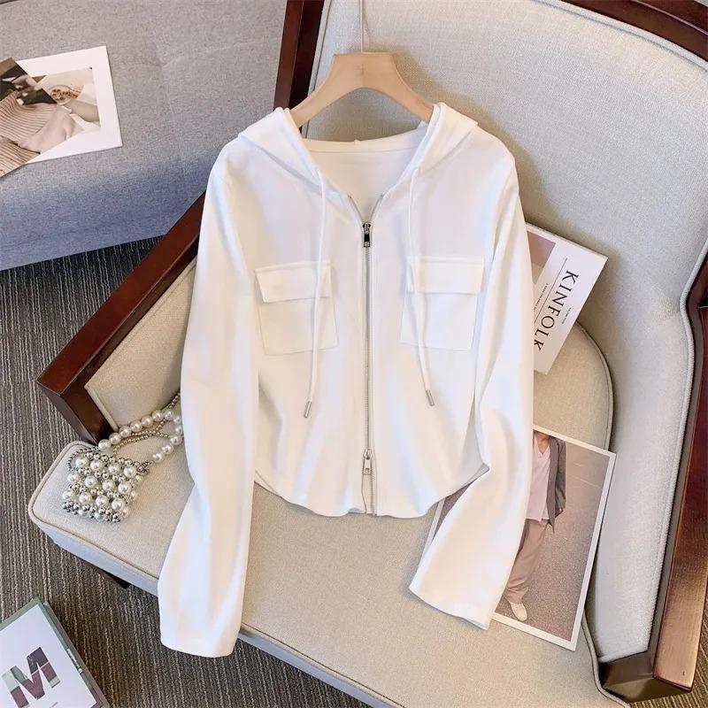 Women s Spring White Zip Up Hooded Cropped Jacket With Pockets S білий
Women s Spring White Zip Up Hooded Cropped Jacket With Pockets S білий