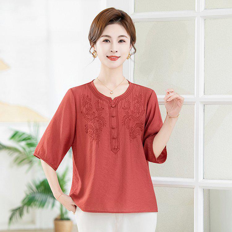 Stylish Slimming Summer Tops for Women: Versatile Short-Sleeved T-Shirts for Middle-Aged and Elderly Moms 2XL (105-120 lbs) багровый
Stylish Slimming Summer Tops for Women: Versatile Short-Sleeved T-Shirts for Middle-Aged and Elderly Moms 2XL (105-120 lbs) багровый