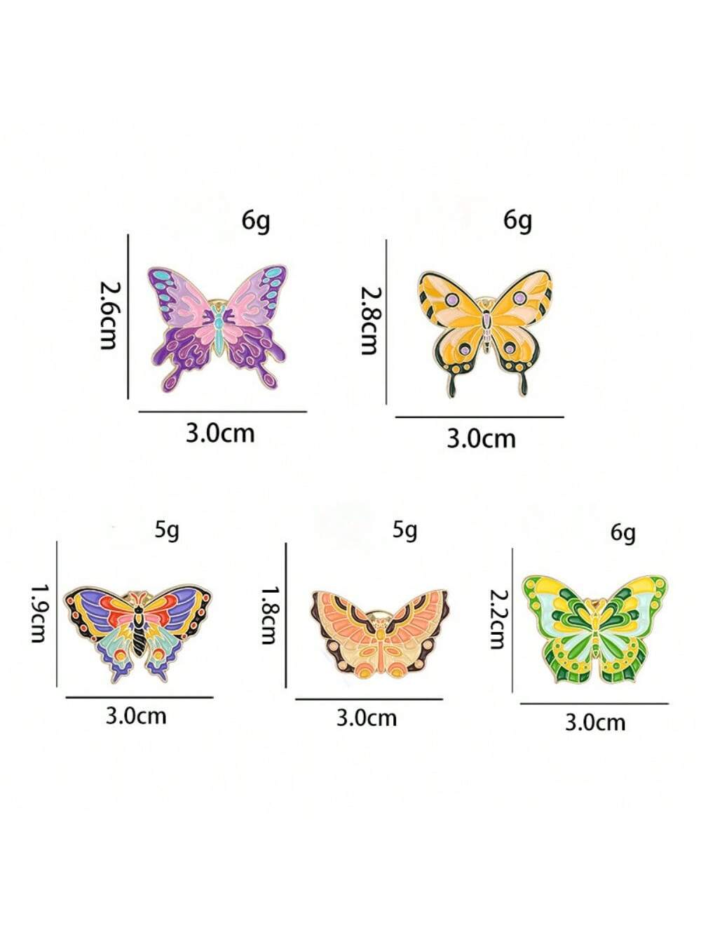 5 pieces of women s cute colorful animal butterfly series design brooches,daily matching clothes, bags,accessories, metal badges 
5 pieces of women s cute colorful animal butterfly series design brooches,daily matching clothes, bags,accessories, metal badges