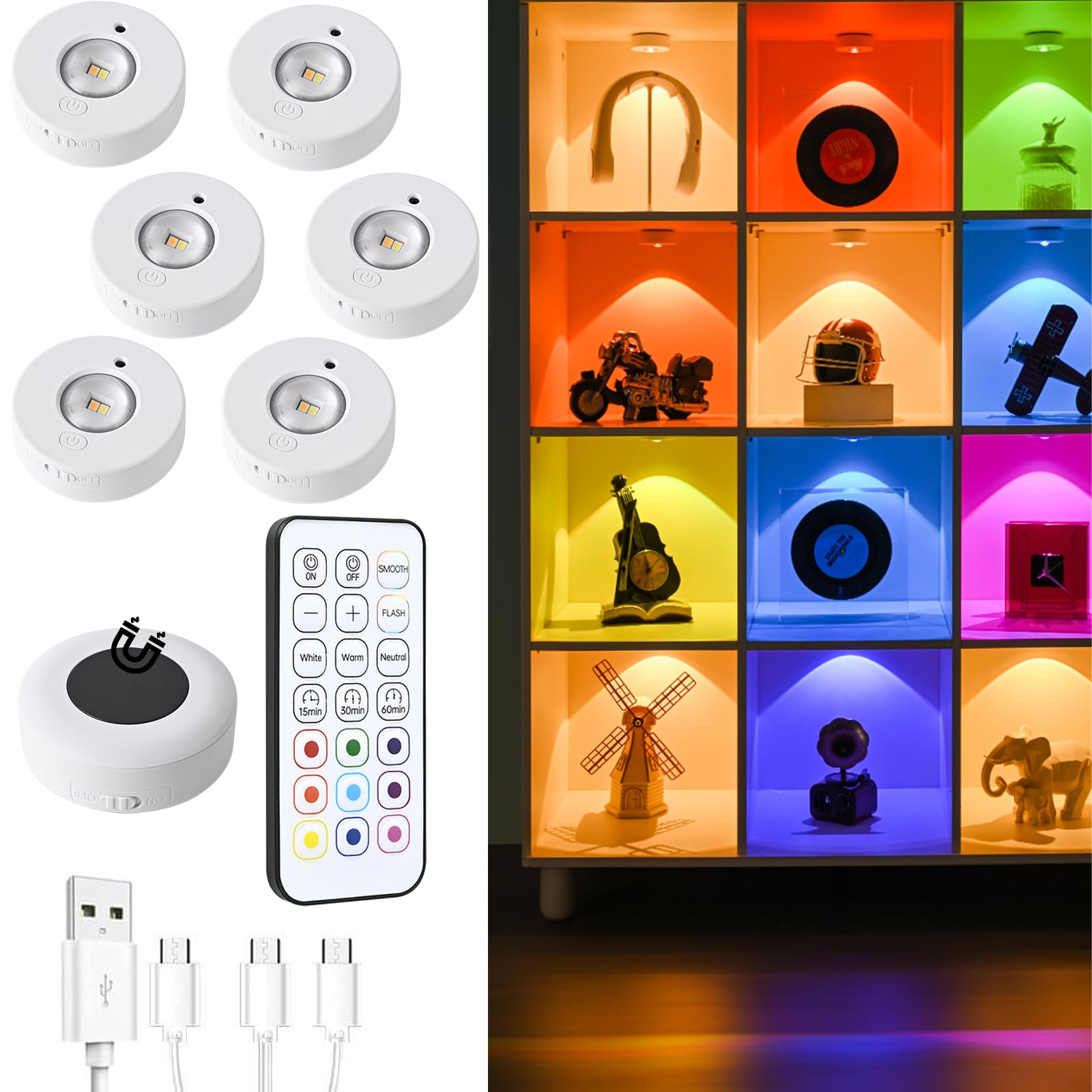 KEEBRIGHT Light Light Cabinet Light Перезаряджається з ІЧ-пультом дистанційного керування Лампочка денного світла 3 кольорів і 9 кольорів RGB Touch Light Timer
KEEBRIGHT Light Light Cabinet Light Перезаряджається з ІЧ-пультом дистанційного керування Лампочка денного світла 3 кольорів і 9 кольорів RGB Touch Light Timer