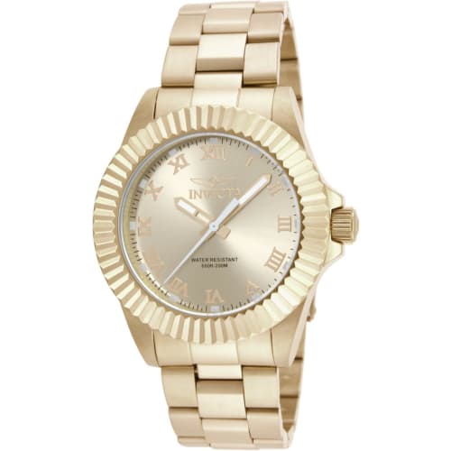 Кварцевые часы Invicta Pro Diver, корпус 44 мм, ремешок из нержавеющей стали золотого цвета, золотой циферблат, мужские, 16739
Кварцевые часы Invicta Pro Diver, корпус 44 мм, ремешок из нержавеющей стали золотого цвета, золотой циферблат, мужские, 16739