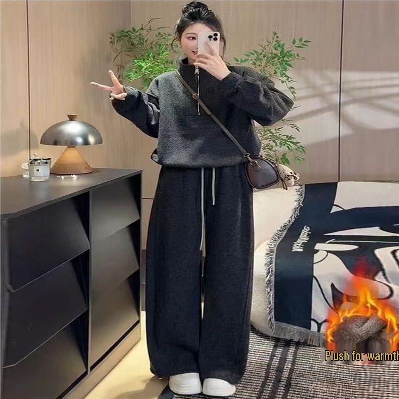 2025 Fall/Winter Fashion: Casual Velvet Stand Collar Hoodie & Wide-Leg Pants Set 3XL темно-серого
2025 Fall/Winter Fashion: Casual Velvet Stand Collar Hoodie & Wide-Leg Pants Set 3XL темно-серого