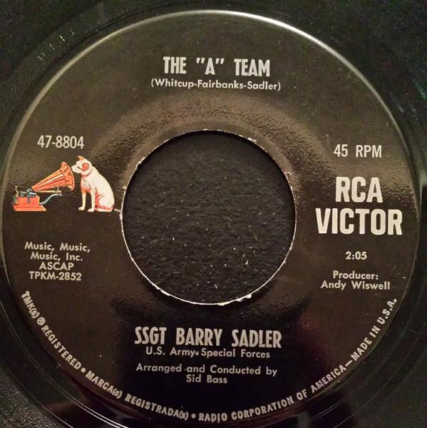 7inch Record BARRY SADLER The A Team An Empty Glass 478804 RCA Victor 1966 US Military Used
7inch Record BARRY SADLER The A Team An Empty Glass 478804 RCA Victor 1966 US Military Used