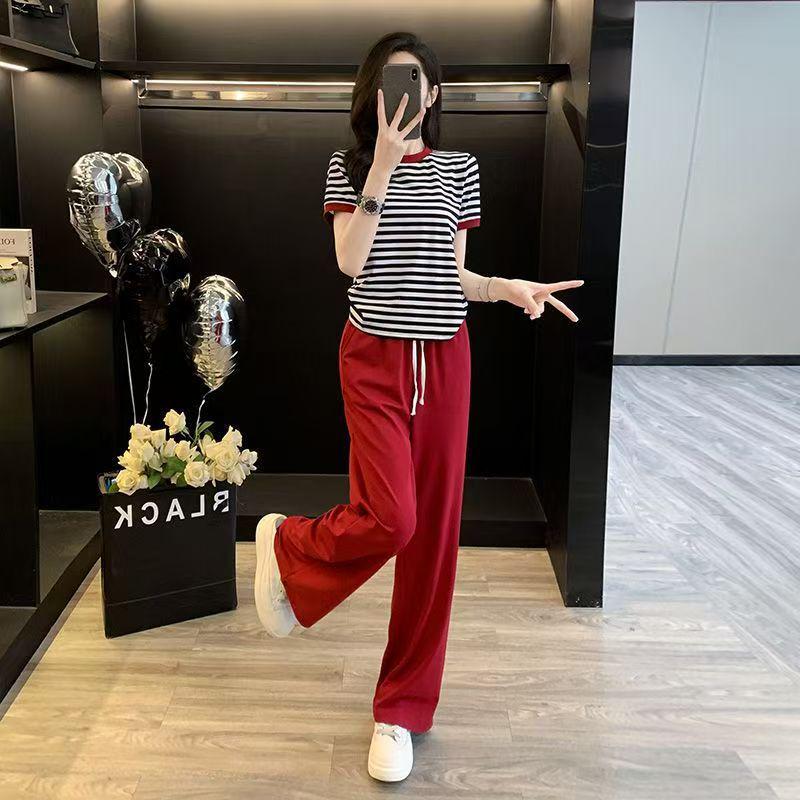 2026 Red Striped Short Sleeve Two-Piece Summer Outfit: Women s Casual Sports Pants Set Small
2026 Red Striped Short Sleeve Two-Piece Summer Outfit: Women s Casual Sports Pants Set Small