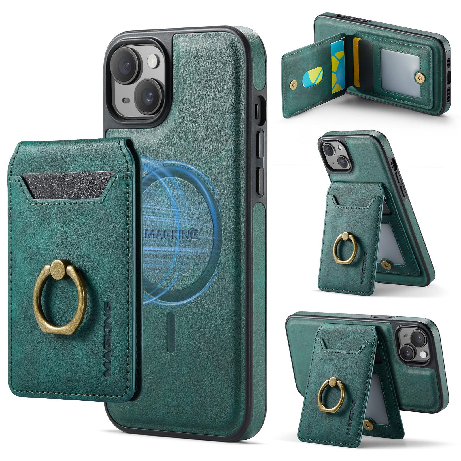 For iPhone 14 Magnetic Case PC+TPU+PU Phone Cover with Card Holder Green
For iPhone 14 Magnetic Case PC+TPU+PU Phone Cover with Card Holder Green