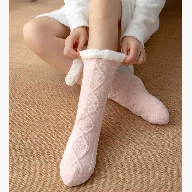 Женские зимние утепленные мягкие носки для дома, нескользящие, для спальни, рождественский подарок, вязаные носки для сна на полу в комнате