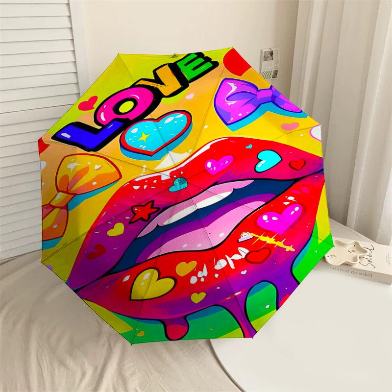 1pc Lips Love Automatic Open/Close Umbrella Compact Folding Umbrella with 8-Rib Shaft for Women/Men, Elegant Birthday1137S
1pc Lips Love Automatic Open/Close Umbrella Compact Folding Umbrella with 8-Rib Shaft for Women/Men, Elegant Birthday1137S