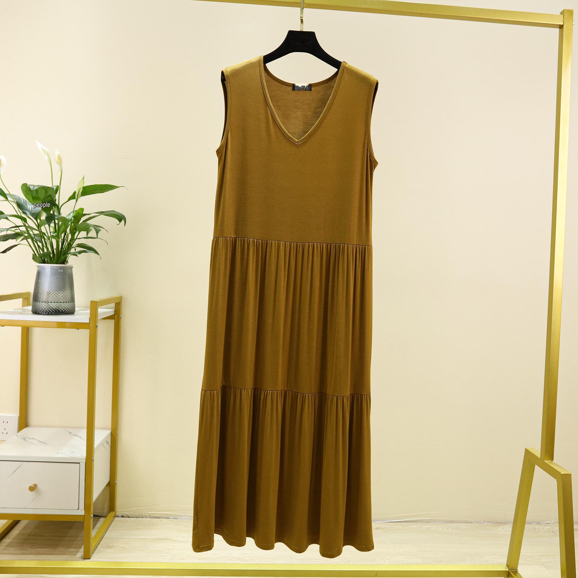 Модальное платье-майка без рукавов с V-образным вырезом, летнее, стройнящее, больших размеров, пэчворк Extra Large жёлтый/имбирный
Модальное платье-майка без рукавов с V-образным вырезом, летнее, стройнящее, больших размеров, пэчворк Extra Large жёлтый/имбирный