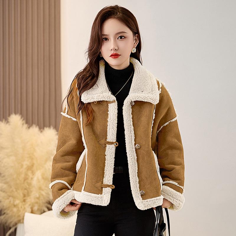 Women s Faux Suede Lambswool Winter Coat - Thickened, Warm, Fashionable Lapel L 110-120 jin
Women s Faux Suede Lambswool Winter Coat - Thickened, Warm, Fashionable Lapel L 110-120 jin