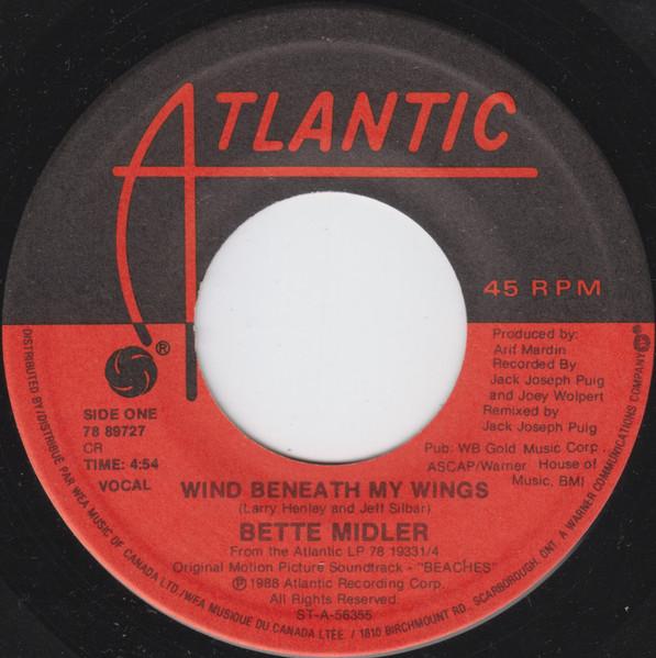 7inch Record BETTE MIDLER - The Wind Beneath My Wings 7889727 Atlantic 1989 Canada Pop Used
7inch Record BETTE MIDLER - The Wind Beneath My Wings 7889727 Atlantic 1989 Canada Pop Used