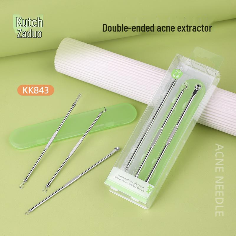 Kaqi Duoduo Stainless Steel Acne Tool Set: 3 Double-Headed Needles, Curved Hook, Pressure Ring, Blackhead Remover KK843
Kaqi Duoduo Stainless Steel Acne Tool Set: 3 Double-Headed Needles, Curved Hook, Pressure Ring, Blackhead Remover KK843