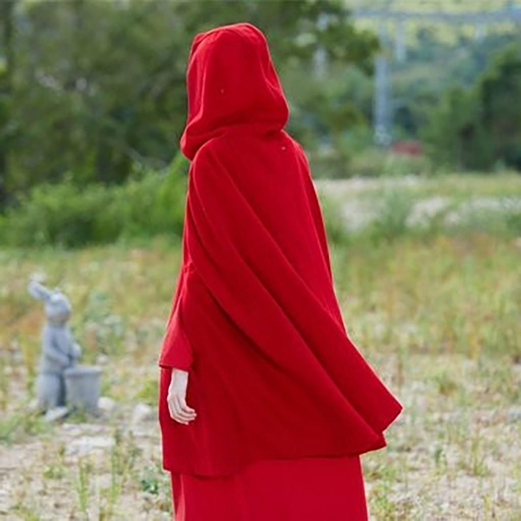 Европейский и американский панк-стиль осенне-зимний женский шерстяной плащ-топ с капюшоном Medium красный