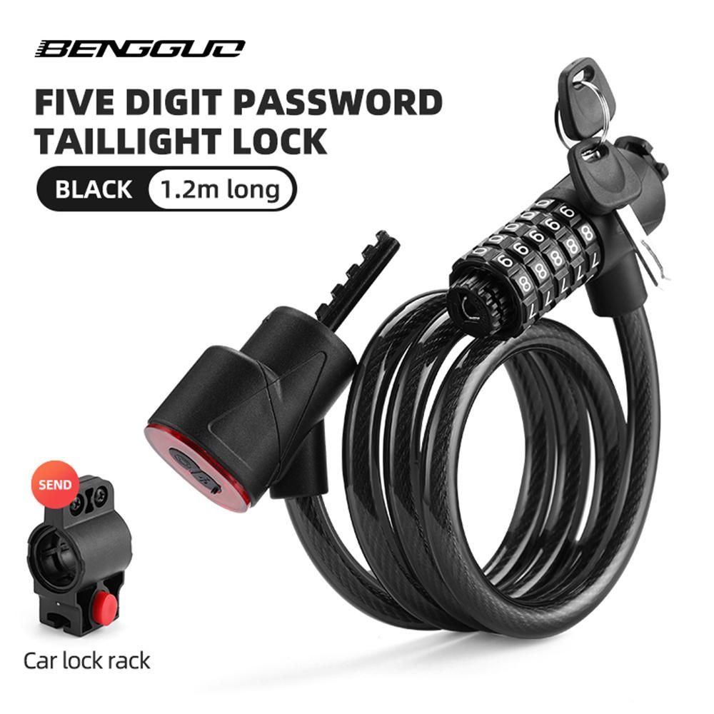 BENGGUO BG-6207 Bike Lock with Taillight 1.2m Steel Cable 5-Digit Combination Lock Orange
BENGGUO BG-6207 Bike Lock with Taillight 1.2m Steel Cable 5-Digit Combination Lock Orange