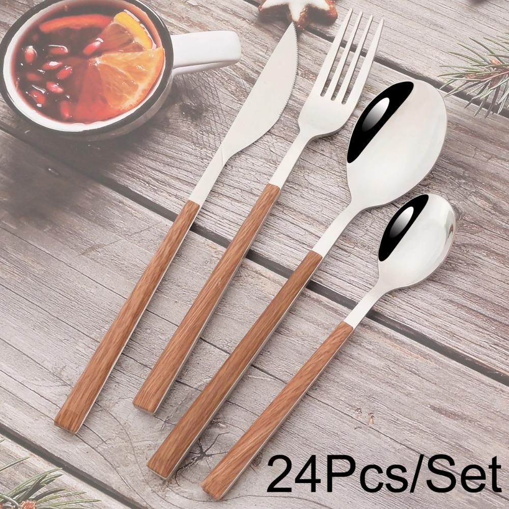 24/30Pcs Knife Forks Dessert Spoon Cutlery Set White Wood Handle Dinnerware Set Steak Stainless Steel Tableware Kitchen Flatware
24/30Pcs Knife Forks Dessert Spoon Cutlery Set White Wood Handle Dinnerware Set Steak Stainless Steel Tableware Kitchen Flatware
