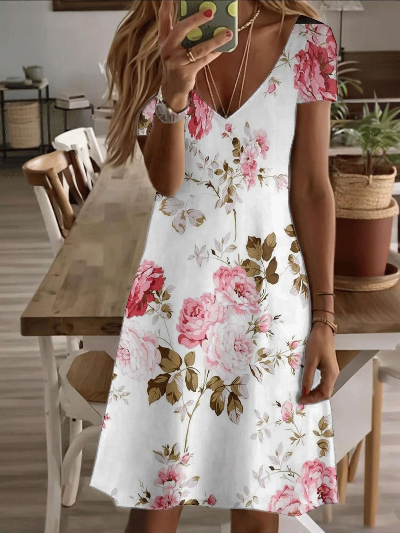 Vneck shortsleeve midi dress floral rose print 3D premium printing durable casual fashion summer women elegant garden style lightweight soft fabric br 4XL дубильна кора
Vneck shortsleeve midi dress floral rose print 3D premium printing durable casual fashion summer women elegant garden style lightweight soft fabric br 4XL дубильна кора
