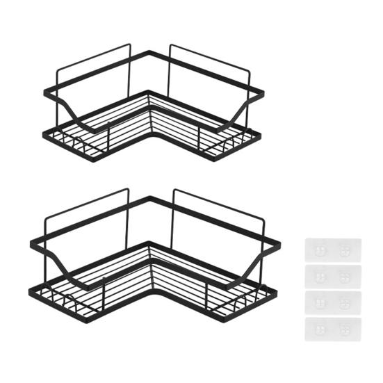 Стеллаж для хранения в ванной комнате Угловая душевая кабина Прочная несущая конструкция Г-образной формы Простая установка Экономящая место полка для душа 2pcs