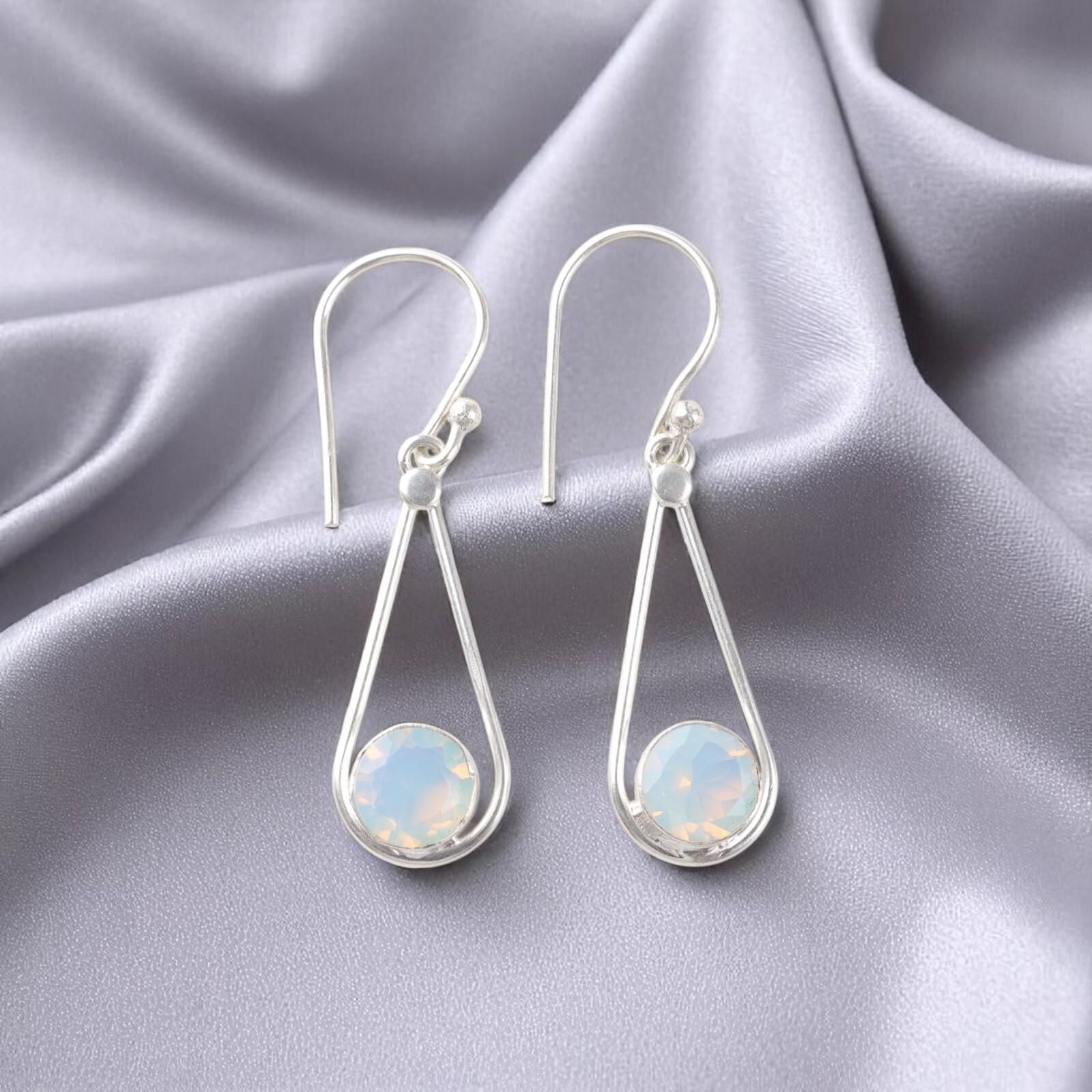 Milky Opal Gemstone 925 Sterling Silver Jewelry Handmade Dangle Earrings 1.76 EE-126-16
Milky Opal Gemstone 925 Sterling Silver Jewelry Handmade Dangle Earrings 1.76 EE-126-16