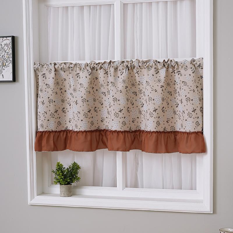 Retro floral curtain with frilly edges to cover the bathroom door curtain and short curtain. 1
Retro floral curtain with frilly edges to cover the bathroom door curtain and short curtain. 1