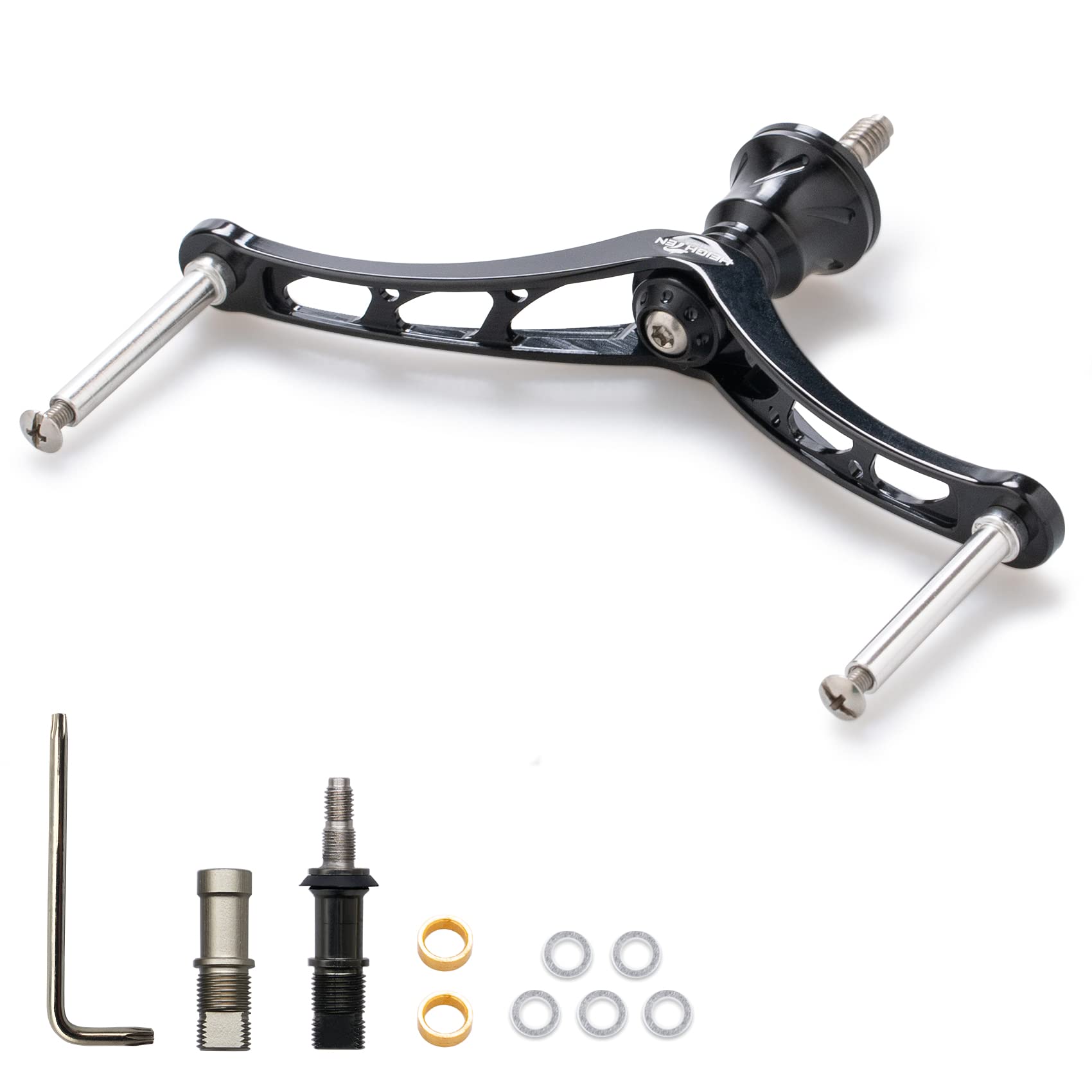 HEIGHTEN Reel Handle For Shimano DAIWA Universal Spinning Reel 80/92/95/98/110mm (No Knob) (80mm - Black) (110)
HEIGHTEN Reel Handle For Shimano DAIWA Universal Spinning Reel 80/92/95/98/110mm (No Knob) (80mm - Black) (110)