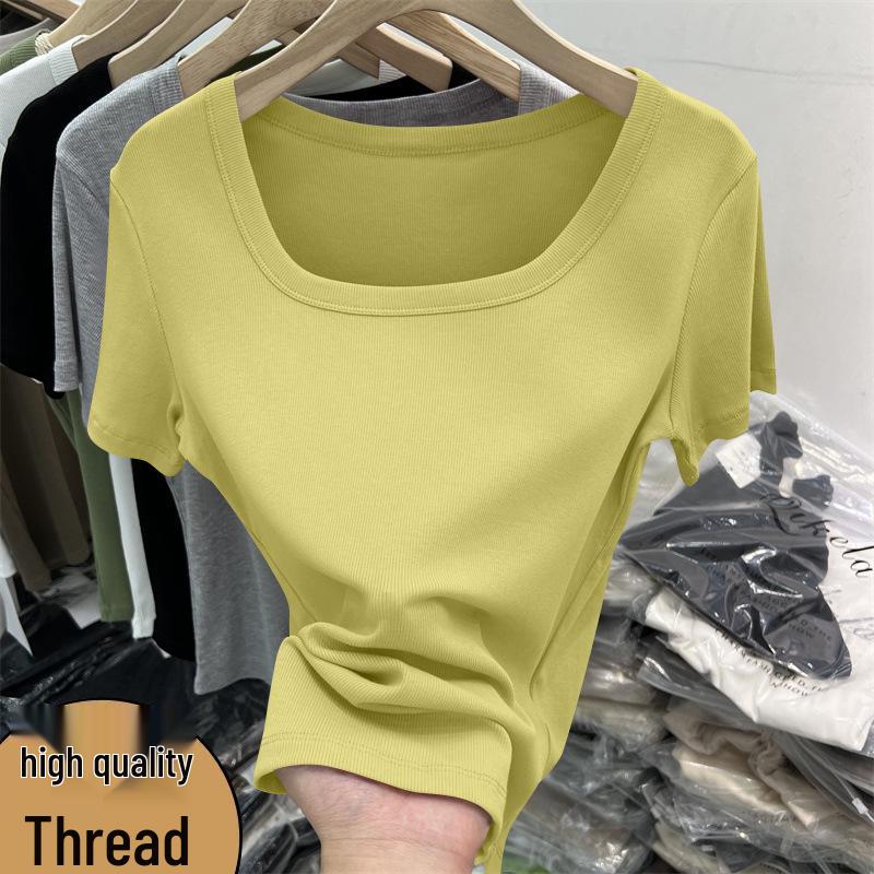 Summer Square Neck Ribbed Soft Short Sleeve Top - Women s Solid Color Simple Style L (suggested 95-110 jin) світло-жовтого кольору
Summer Square Neck Ribbed Soft Short Sleeve Top - Women s Solid Color Simple Style L (suggested 95-110 jin) світло-жовтого кольору
