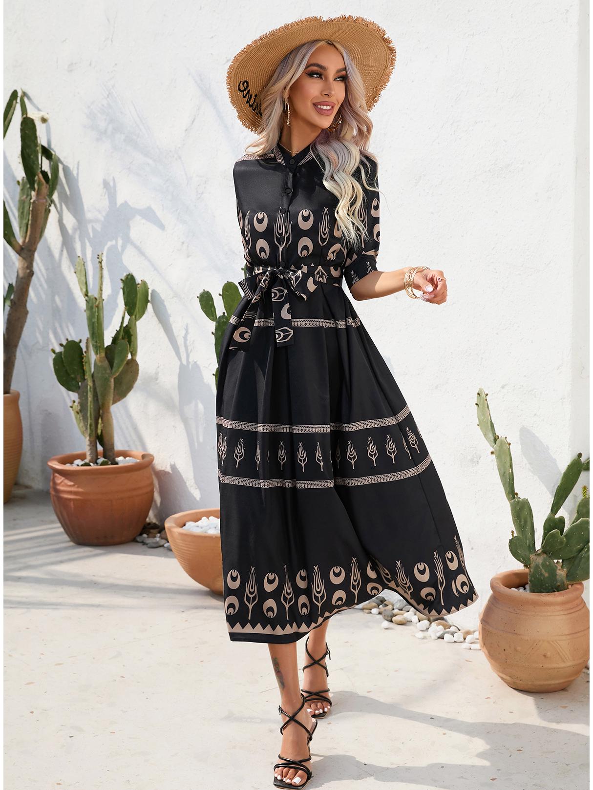 2026 Women s European and American Ethnic Style Summer Printed Five-Sleeve Dress Small чорний
2026 Women s European and American Ethnic Style Summer Printed Five-Sleeve Dress Small чорний