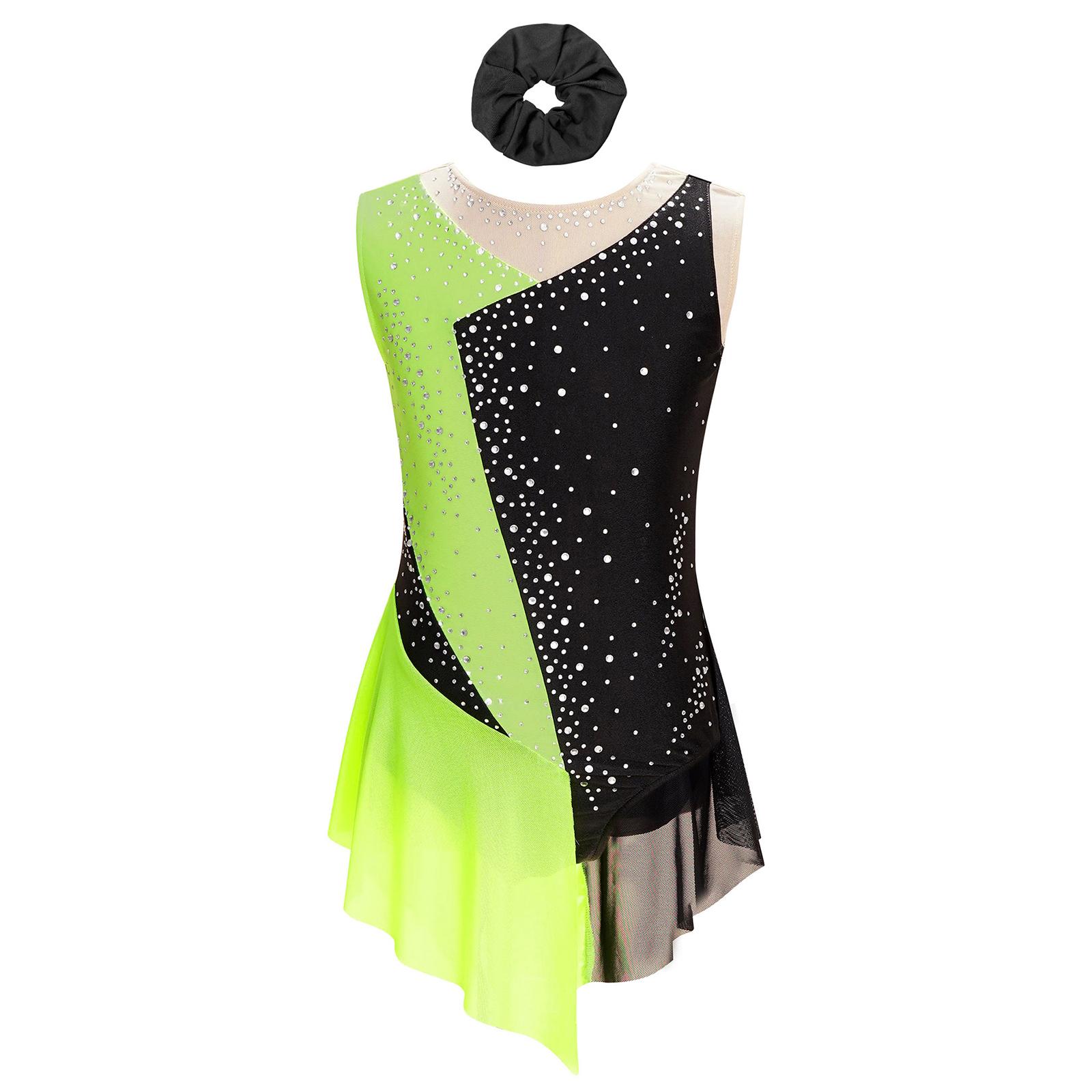 Girls Skating Outfit Sparkly Rhinestone Color Block Leotard Sheer Mesh Patchwork Sleeveless with Hairband 5-6 Years
Girls Skating Outfit Sparkly Rhinestone Color Block Leotard Sheer Mesh Patchwork Sleeveless with Hairband 5-6 Years