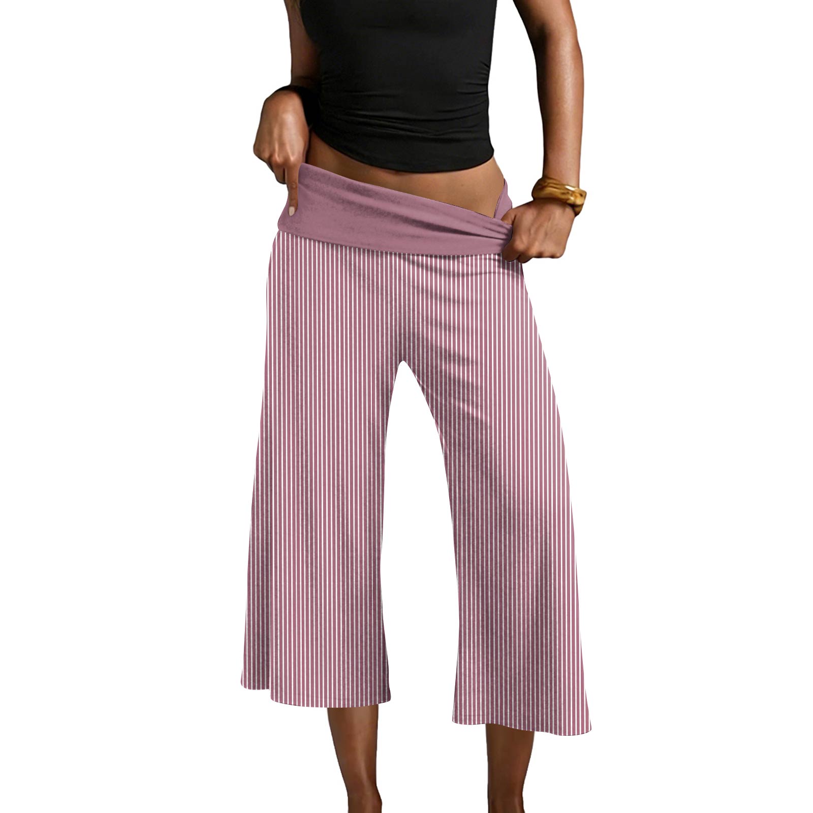 Women’s Wide Leg Cropped Pants with Foldover Waistband and Vertical Stripe Pattern for Comfortable Fit M червоний
Women’s Wide Leg Cropped Pants with Foldover Waistband and Vertical Stripe Pattern for Comfortable Fit M червоний