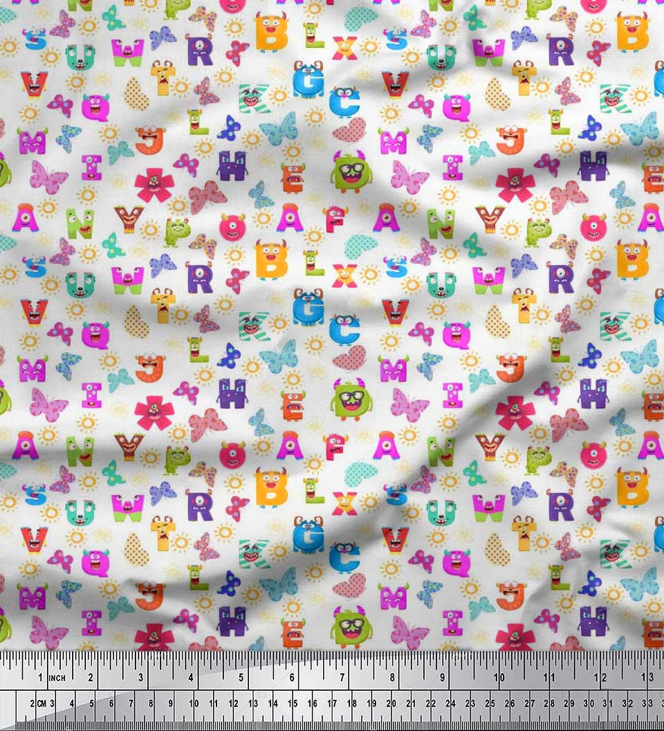 Тканина Soimoi Японія Креп Сатин Метелик, Сонце та Мультфільм Алфавіти Текстовий Друк Тканина на метр 42 дюйма 42 Inch Wide - Poly Crepe білий
Тканина Soimoi Японія Креп Сатин Метелик, Сонце та Мультфільм Алфавіти Текстовий Друк Тканина на метр 42 дюйма 42 Inch Wide - Poly Crepe білий