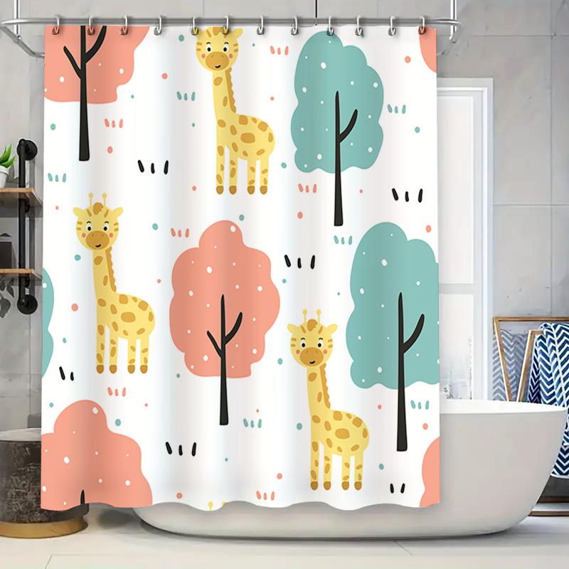 Whimsical Giraffe Trees Fabric Shower Curtain Pastel Colors For Bathroom Decor 3D Printed Waterproof Bath Mat Set With Hooks Per W60H190(CM)-1 Pcs
Whimsical Giraffe Trees Fabric Shower Curtain Pastel Colors For Bathroom Decor 3D Printed Waterproof Bath Mat Set With Hooks Per W60H190(CM)-1 Pcs