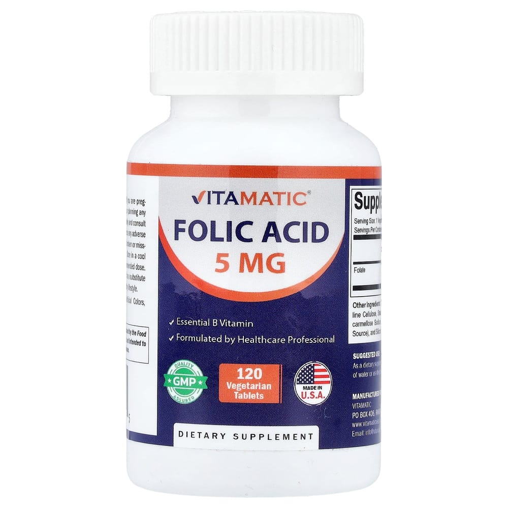 iHerb Folic Acid 5mg Vegetarian Tablets, 120 Count
iHerb Folic Acid 5mg Vegetarian Tablets, 120 Count