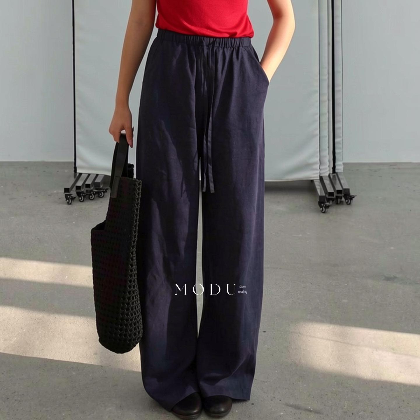 Spring/Summer 100% Pure Linen Elastic Waist Wide-Leg Drawstring Pants, Casual & Versatile (MD6281) Small темно-синий
Spring/Summer 100% Pure Linen Elastic Waist Wide-Leg Drawstring Pants, Casual & Versatile (MD6281) Small темно-синий