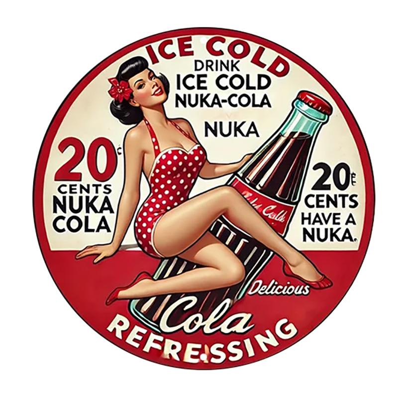 Vintage Style Ice Cold Cola Round Tin Sign Featuring Pin Up Girls Decorative Metal Wall Art for Home Bar Garage Decoration 20x20cm(8x8inch)
Vintage Style Ice Cold Cola Round Tin Sign Featuring Pin Up Girls Decorative Metal Wall Art for Home Bar Garage Decoration 20x20cm(8x8inch)