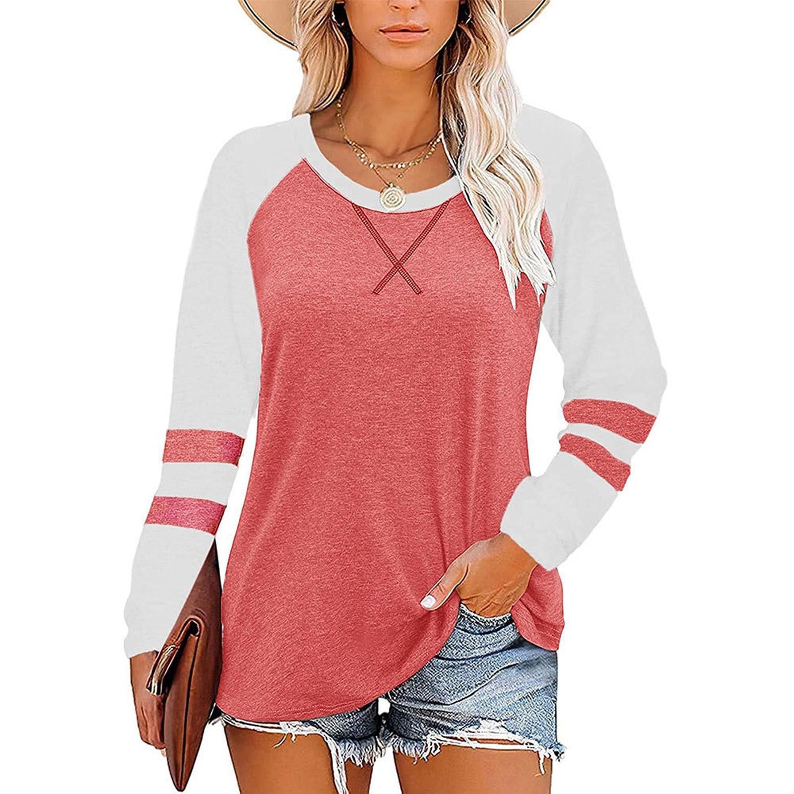 Ladies Casual And Fashionable Color Blocked Round Neck Long Sleeved Casual Loose T-shirt Top S розовый
Ladies Casual And Fashionable Color Blocked Round Neck Long Sleeved Casual Loose T-shirt Top S розовый