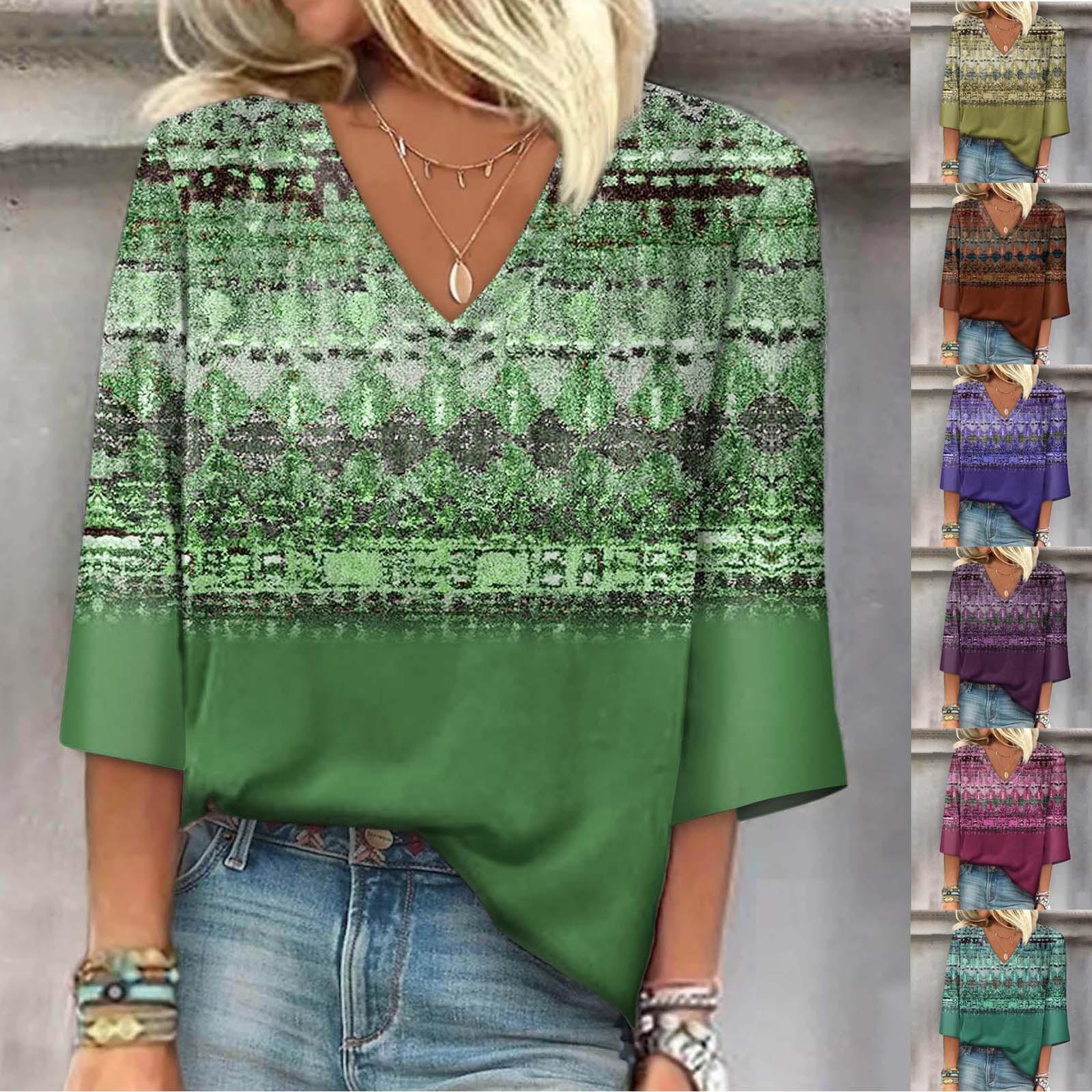 Women s Shirts 3/4 Sleeve Pullover Breathable Irregular Hem Printed V Neck Short Sleeve Shirt Printed Tops Pullovers Casual Loose Printed Tops
Women s Shirts 3/4 Sleeve Pullover Breathable Irregular Hem Printed V Neck Short Sleeve Shirt Printed Tops Pullovers Casual Loose Printed Tops