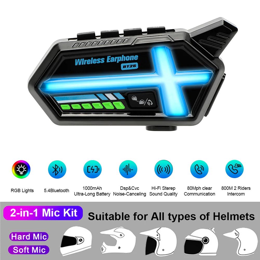 800M Full Duplex Motorcycle Helmet Intercom Headset 5.4 Bluetooth Intercomunicador Waterproof with Voice Assistant Ambient Lamp
800M Full Duplex Motorcycle Helmet Intercom Headset 5.4 Bluetooth Intercomunicador Waterproof with Voice Assistant Ambient Lamp