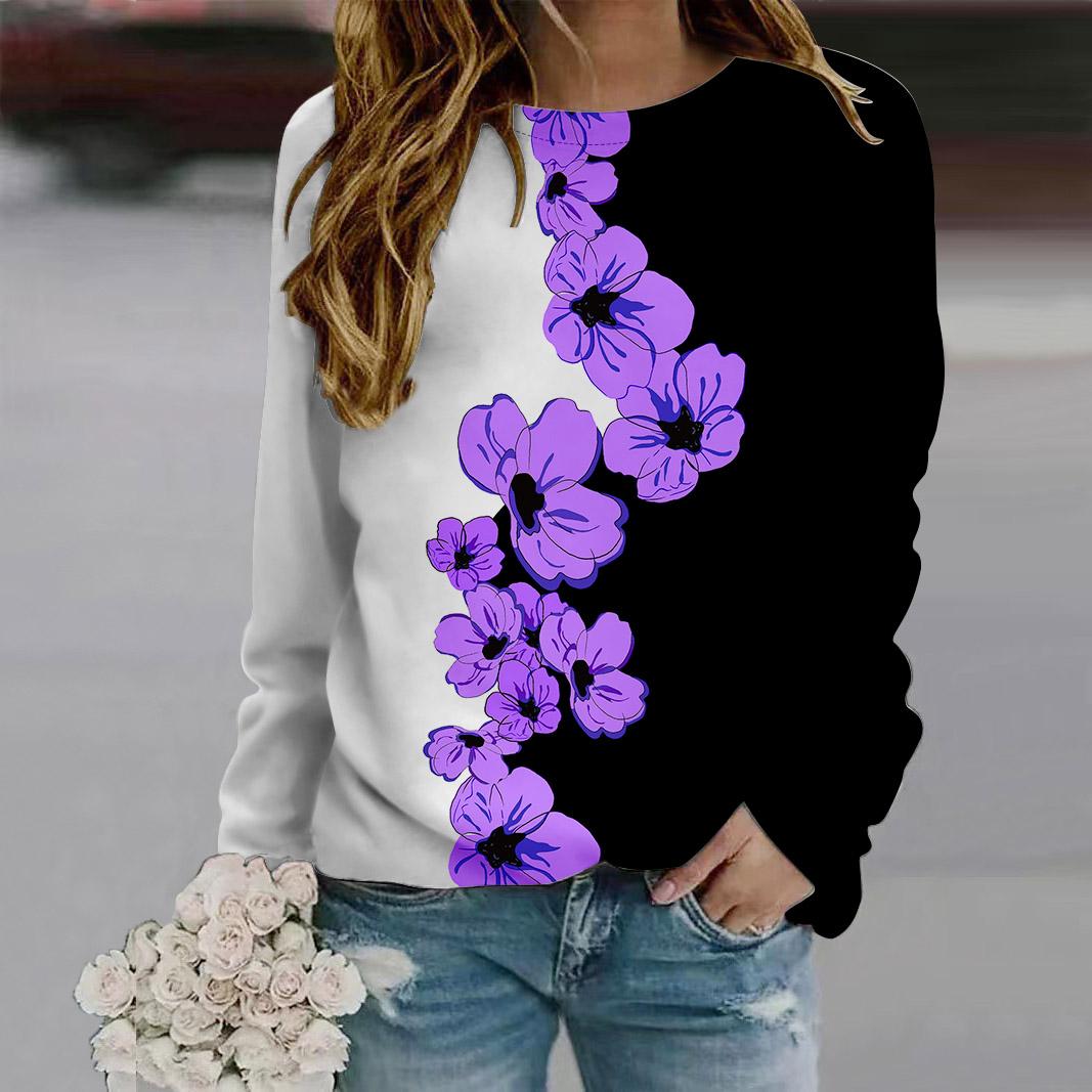 Осенняя женская модная футболка с круглым вырезом и длинным рукавом, свободная одежда, фиолетовая футболка с принтом сливы для девочек, уличная 8XL фиолетовый
Осенняя женская модная футболка с круглым вырезом и длинным рукавом, свободная одежда, фиолетовая футболка с принтом сливы для девочек, уличная 8XL фиолетовый