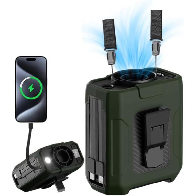 Portable Waist Fan, Built-in Cable 10000mAh Rechargeable, Wearable Personal Shirt Fan, 5-Speeds 16000RPM Strong Airflow, 35H Cooling with Light, Neck армія зелений колір
Portable Waist Fan, Built-in Cable 10000mAh Rechargeable, Wearable Personal Shirt Fan, 5-Speeds 16000RPM Strong Airflow, 35H Cooling with Light, Neck армія зелений колір