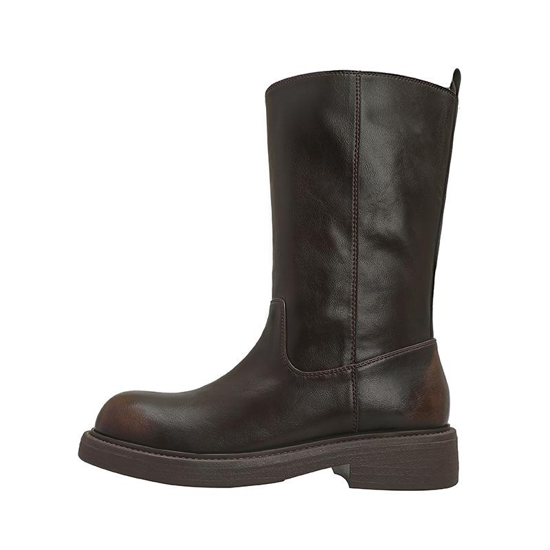 Women s Chunky Heel Mid-calf Boots Thick Sole Round Toe Pleated Soft Leather Height-increasing Above-the-knee Straight-leg Riding Boots 39 коричневий
Women s Chunky Heel Mid-calf Boots Thick Sole Round Toe Pleated Soft Leather Height-increasing Above-the-knee Straight-leg Riding Boots 39 коричневий