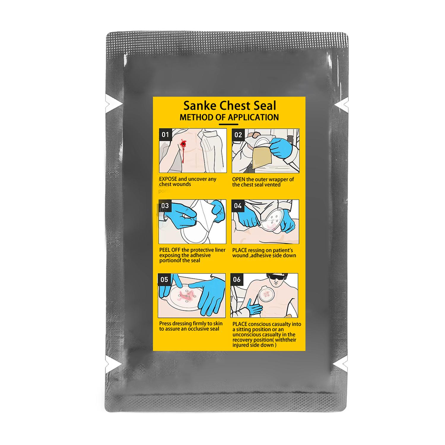 SANKE RESCUE Вентилируемая грудная повязка Военная травматологическая повязка Аптечка первой помощи Стерильный уход за ранами Комплект для пополнения Ifak Окклюзионный пластырь