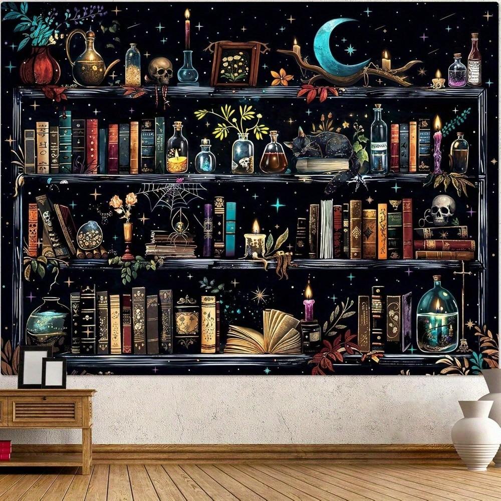 1pc Witchy Bookshelf Tapestry Gothic Library Wall Hanging Celestial Skull Decor Bedroom Dorm Back-to-school season Autumn gifts 70x100CM
1pc Witchy Bookshelf Tapestry Gothic Library Wall Hanging Celestial Skull Decor Bedroom Dorm Back-to-school season Autumn gifts 70x100CM