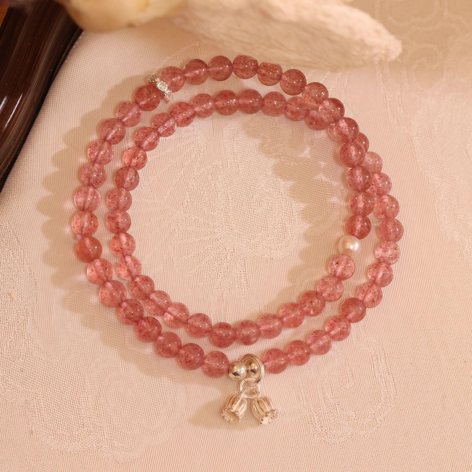 Natural Strawberry Crystal Double Circle Bracelet, New Chinese Style Alloy Lily of the Valley Chinese Culture Bracelet, Qixi Festival Gift, New Strawberry crystal alloy4
Natural Strawberry Crystal Double Circle Bracelet, New Chinese Style Alloy Lily of the Valley Chinese Culture Bracelet, Qixi Festival Gift, New Strawberry crystal alloy4