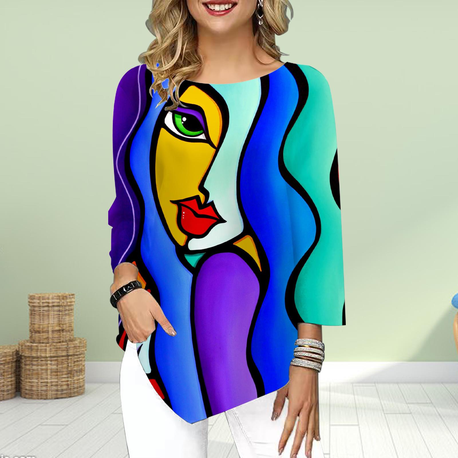 Женская футболка с рукавом три четверти и круглым вырезом, свободные рубашки, повседневные футболки с абстрактным принтом линий 2XL синий
Женская футболка с рукавом три четверти и круглым вырезом, свободные рубашки, повседневные футболки с абстрактным принтом линий 2XL синий