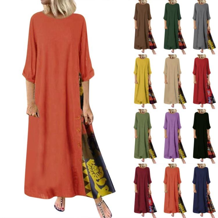 Vintage Floral Women Dress 3/4 Sleeve Crew Neck Color Patchwork Button XXXXXL сірий колір
Vintage Floral Women Dress 3/4 Sleeve Crew Neck Color Patchwork Button XXXXXL сірий колір