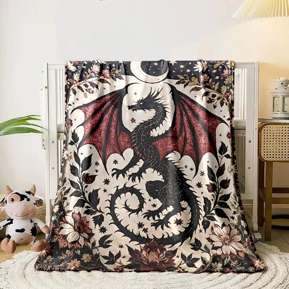 A black dragon with red wings beneath a crescent moon, surrounded by florals. for all seasons blanket lunch break throw gift 80cm x 120cm
A black dragon with red wings beneath a crescent moon, surrounded by florals. for all seasons blanket lunch break throw gift 80cm x 120cm