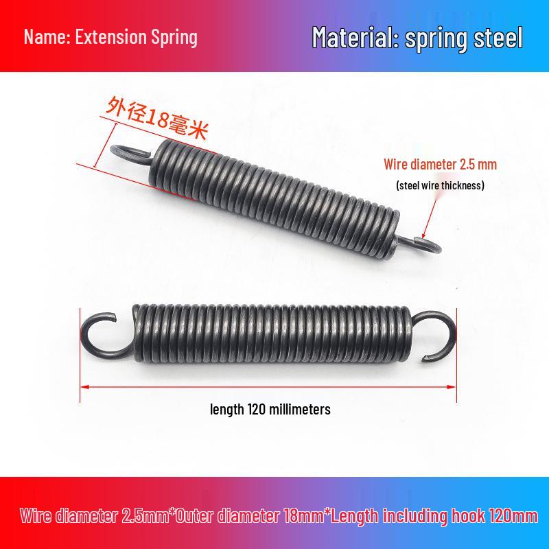 Жовта пружина натягу з гачками для дверцят духовки: Діаметр дроту 2,5 мм, Зовнішній діаметр 14-22 мм, Довжина 45-350 мм.
Жовта пружина натягу з гачками для дверцят духовки: Діаметр дроту 2,5 мм, Зовнішній діаметр 14-22 мм, Довжина 45-350 мм.