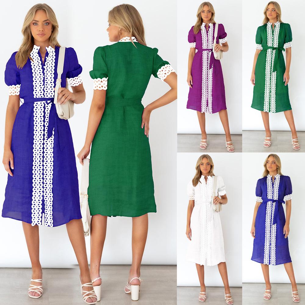 Женское платье Лето Новое Облегающее Крой Короткий Рукав Кружево Контрастный Цвет Темперамент Коммутирующее Платье Средней Длины Мода Высокое Качество
Женское платье Лето Новое Облегающее Крой Короткий Рукав Кружево Контрастный Цвет Темперамент Коммутирующее Платье Средней Длины Мода Высокое Качество