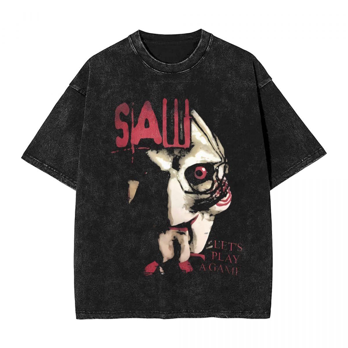 Movie SAW Horror Head Torture woman Men Washed Hot stamping Print TShirtHarajuku Cotton Tshirt Mens Summer Short Sleeve Tees S
Movie SAW Horror Head Torture woman Men Washed Hot stamping Print TShirtHarajuku Cotton Tshirt Mens Summer Short Sleeve Tees S