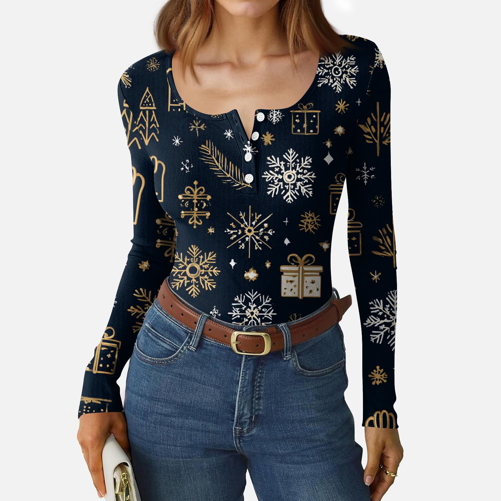 Women s Casual Fashion Christmas Print Button Long Sleeve Top L
Women s Casual Fashion Christmas Print Button Long Sleeve Top L